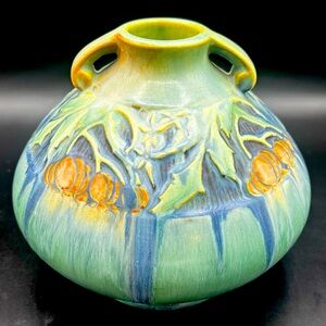 Roseville Baneda Green 1932 Vintage Arts And Crafts Pottery Ceramic Vase 591-6